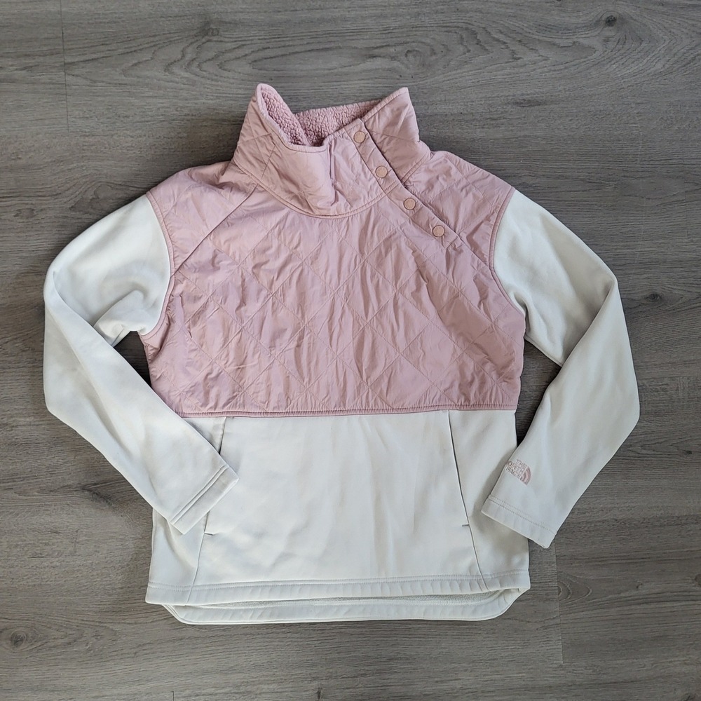 The North Face Rosie Sherpa Sweatshirt Quilted Fleece Pullover Pink Women M